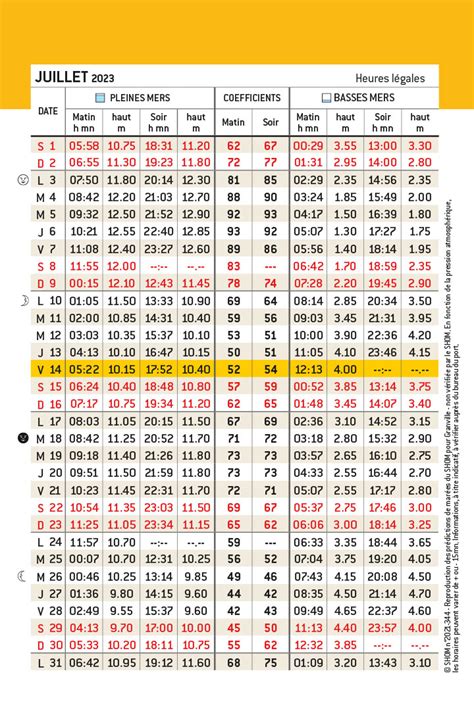 HORAIRE DE JUILLET